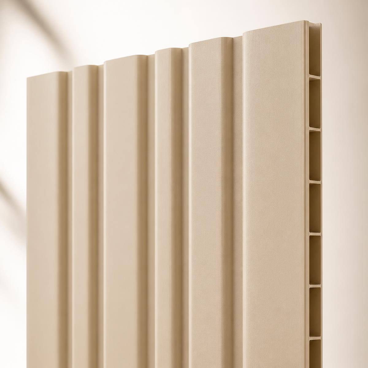 Sandstone Fluted Panel in Sandstone Fluted Panel — Charcoal finish — Flaunterio PVC surface